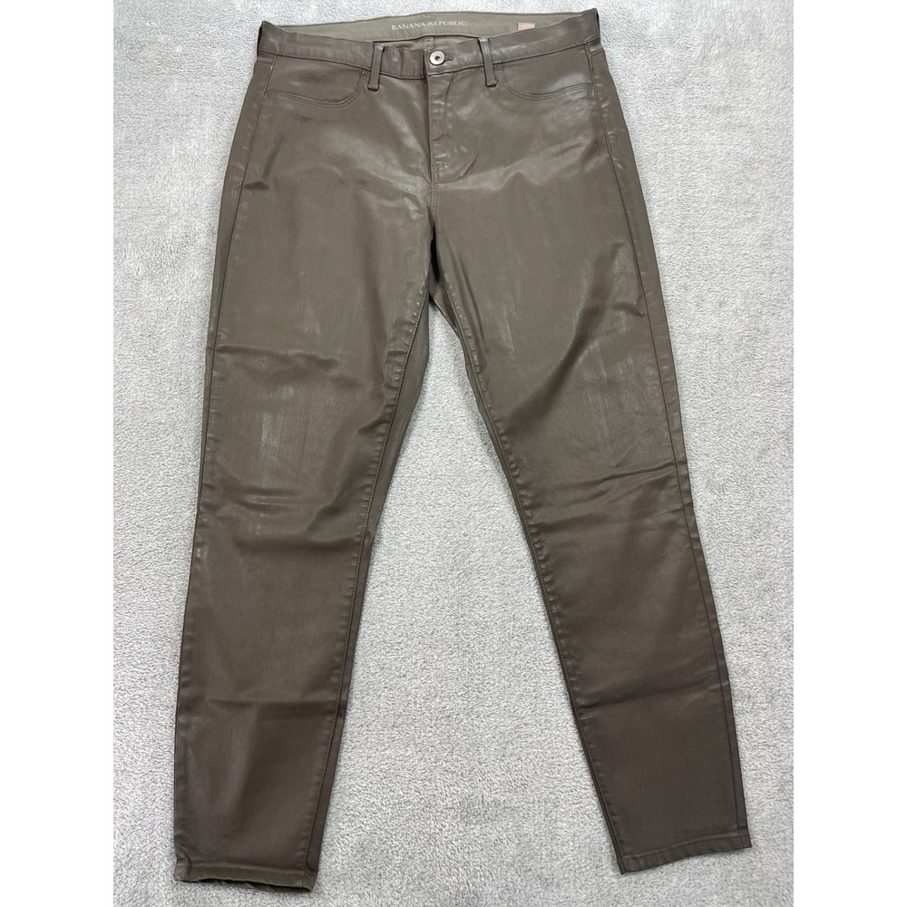 Banana Republic Pants Women 29 Brown Luxe Sateen 5 Coated Skinny Jeans Mid Rise